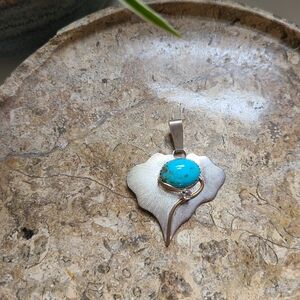Sterling Silver 925 Handmade Navajo Turquoise Artist Signed SKM Lee Pendent
